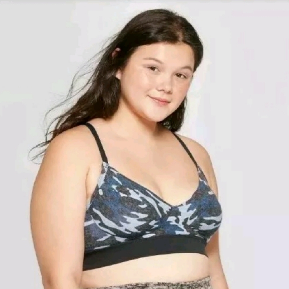 Colsie Blue and Black Camo Bralette large